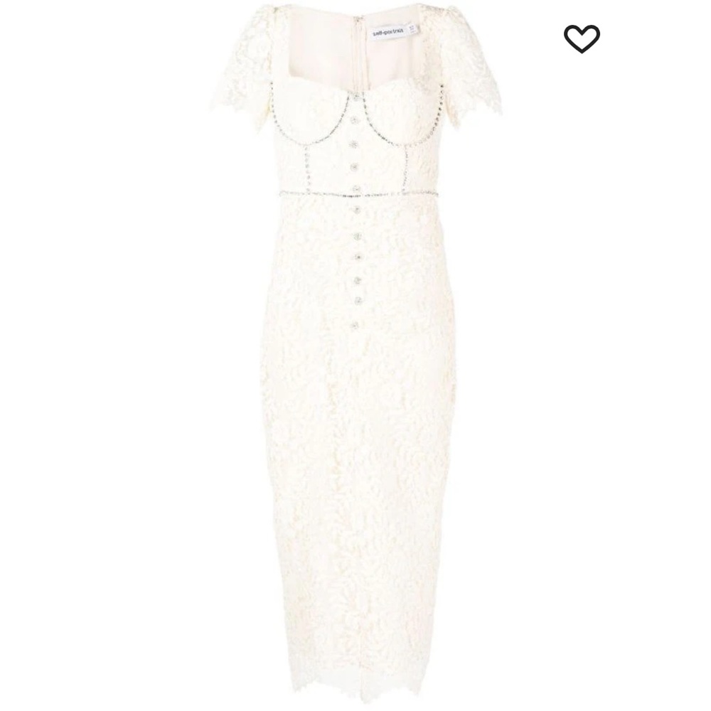 Self-Portrait Cream Sweetheart Neck MIDI